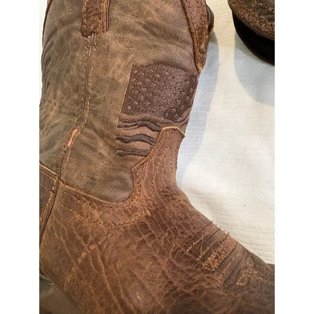 Durango Distressed Flag Western Boot Acorn Kids Size 3 Boys 8